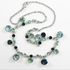 Rhinestone Choker Necklace Silver Tone  S1